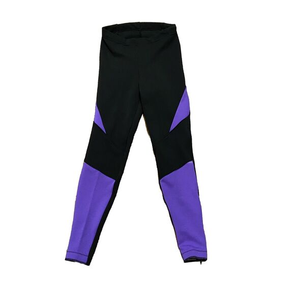 Descente Pants Womens Small Black Purple Stretch High Waist Outdoor Active Cycle - Picture 1 of 6